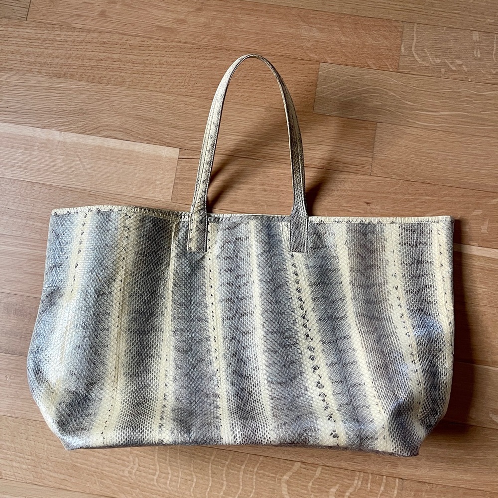 Beirn Genuine Snakeskin Tote - Grey & Cream Handbag